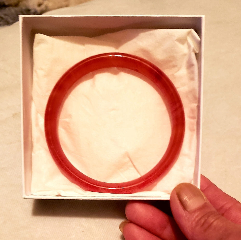 NATURAL RED JADE BANGLE BRACELET